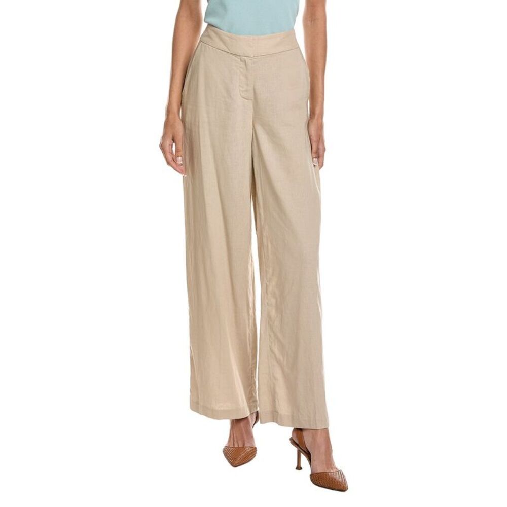 Tahari Asl Womens  Linen-Blend Pant, Tan